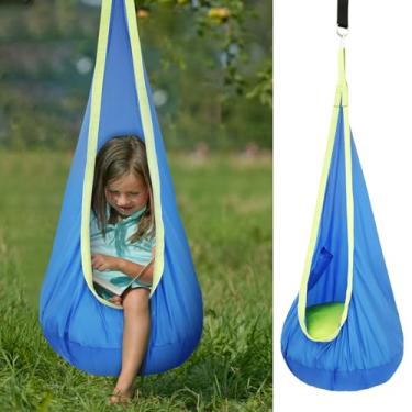 Imagem de Cadeira infantil com almofada inflável, balanço sensorial para uso interno e externo, com bolso máximo de 79,8 kg (azul)