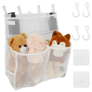 Imagem de Conjunto de bolsa de malha de armazenamento de brinquedos de banho versátil suporte de brinquedo de banho de secagem rápida organizador de cesta para uso doméstico (branco, 1 peça)