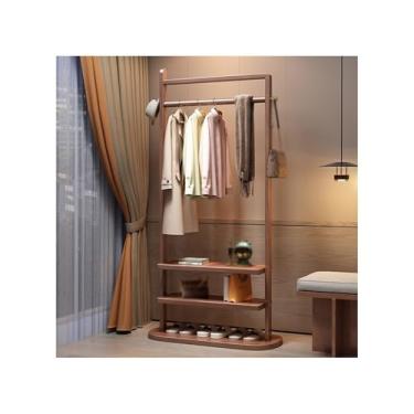 Imagem de Cabide de pé cabide de madeira maciça para casacos e chapéus, para o chão, para quarto, sala de estar, casa pequena, simples, para hotel, casa de família, chinês, organizado