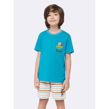 Imagem de Pijama Infantil Manga Curta Scooby-Doo - Veggi, Azul, 4, Meninos