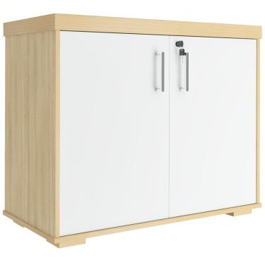 Imagem de Kit 2 Armários Balcão Multiuso Escritório 2 Portas Atria Executiva A02 Carvalho Branco - Lyam Decor