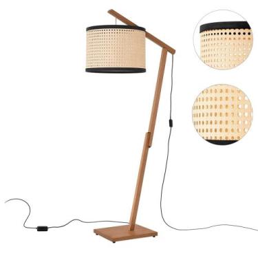 Imagem de Luminária de Chão Aurora em Madeira com Cúpula de Palha Natural Design