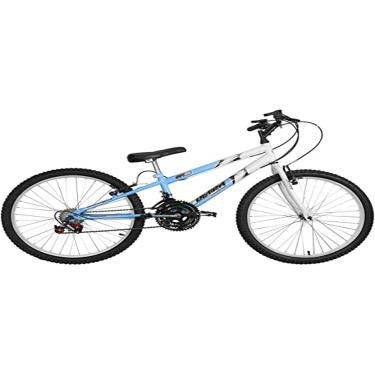 Imagem de Bicicleta de Passeio Ultra Bikes Esporte Bicolor Rebaixada Aro 24 Reforçada Freio V-Brake – 18 Marchas Azul Bebê/Branco