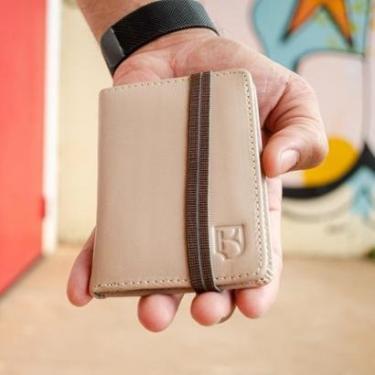 Imagem de Carteira Couro Legítimo Minimalista Elástico Tecnologia RFID-Masculino