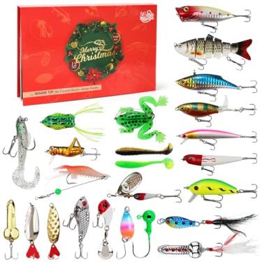 Imagem de Conjunto de iscas para baixo com calendário do advento 2025-24 dias | Presente de contagem regressiva de Natal para homens, adolescentes, pais | Material de meia de Natal, presente surpresa de