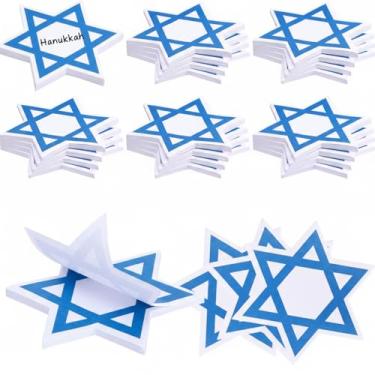 Imagem de Jetec 24 conjuntos de notas adesivas de Hanukkah, estrela de Davi, abas autoadesivas fofas fáceis de postar para Chanucá scrapbook artigos de artesanato de festa, artigos de papelaria, presente