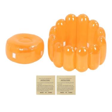 Imagem de QANYEGN Cadeira inflável, assento inflável transparente do sofá, assento exterior do sofá da explosão da cor dos doces para a sala interna exterior da praia do acampamento (Laranja)