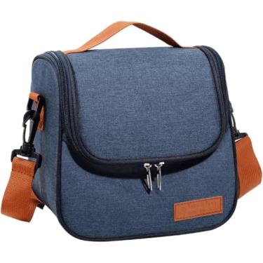 Imagem de Bolsa Térmica Marmita com Alça de Ombro – Lancheira para Trabalho, Escola, Academia, Passeios – Unissex, Resistente e Estiloso (Azul)