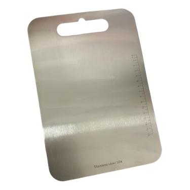 Imagem de Tábua de Corte em Aço Inox 304 Premium Reversível – Ideal para Cortar Carnes, Legumes e Verduras | Super Higiênica, Durável e Resistente | Design Retangular Profissional para Cozinha Moderna(36x25cm)