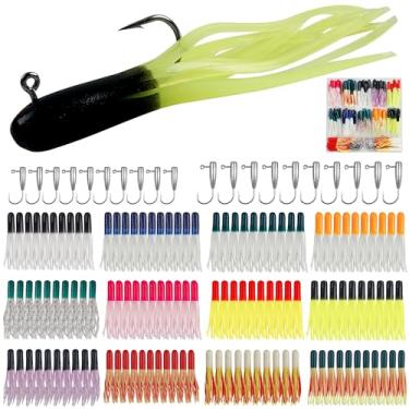 Imagem de Kit de gancho de cabeça de plástico macio, iscas de minhoca, garras, garota, cauda, isca de natação para água salgada e doce, pesca de truta (conjuntos de 140 peças)