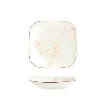 Imagem de Pratos de cerâmica redondos sob o esmalte, utensílios domésticos requintados de alta temperatura - prato quadrado de 20 cm