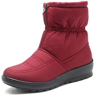 Imagem de Bigfanshu Botas de inverno sapatos femininos botas de tornozelo femininas botas de neve de inverno femininas de pelúcia botas quentes botas femininas 2020 plus size, Vermelho, 39 BR
