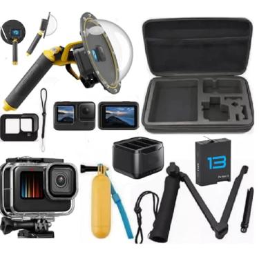 Imagem de Kit de acessórios para Gopro Hero 13 Black Estojo Dome Gatilho Caixa Estanque a prova dagua Película de vidro Capa de silicone Bateria e carregador