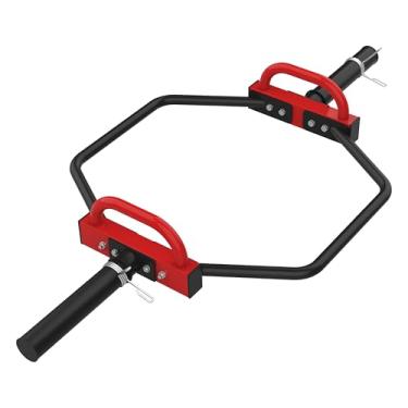 Imagem de Barra de armadilha olímpica, barra hexagonal de agachamento para haltere olímpico de 5 cm, barra de ombro de 124,5 cm com alças, capacidade de peso de 226,8 kg adequada para exercícios de ginástica