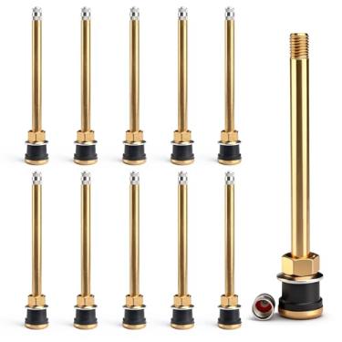 Imagem de caqeg 10 peças TR573 hastes de válvula de pneu de caminhão, hastes de válvula comerciais de latão 4-3/8 para aro Φ.1,587.5 cm