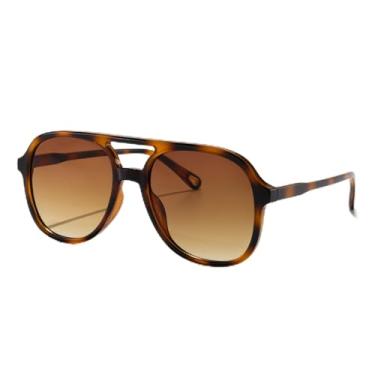 Imagem de Óculos de sol aviador retrô para mulheres e homens, clássicos, anos 70, vintage, moderno, quadrado, aviadores, Tartaruga/marrom dégradé