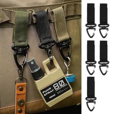Imagem de 5 peças de mosquetão tático com fivela, chaveiro com clipe giratório de 360 graus para mochila, cinto, garrafa de água, uso ao ar livre e EDC