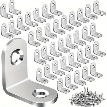 Imagem de Conjunto de 30 suportes de canto com parafusos, adequado para móveis de madeira como cadeiras, gavetas e armários.