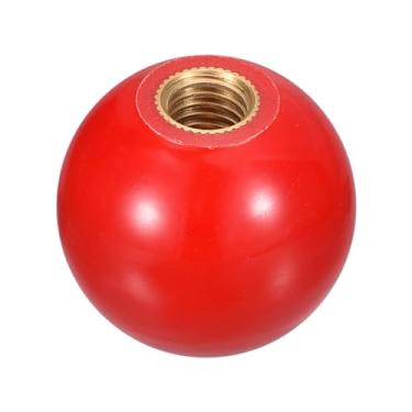 Imagem de Puxadores de esfera roscada, rosca fêmea M8, botão de esfera termofixo de 32 mm de diâmetro, alças redondas de operação com inserção de cobre para alavanca de máquina, vermelho