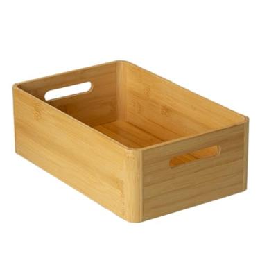 Imagem de Caixa Organizadora com Alça em Bambu, 33x22x12 cm, Natural, Retangular