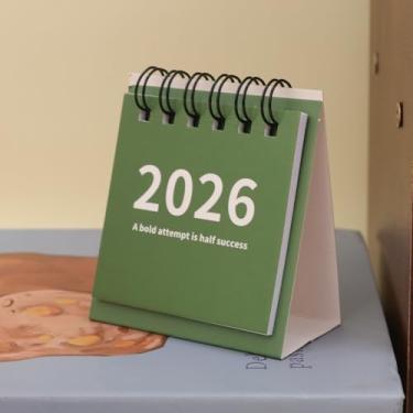Imagem de Mini calendário de mesa 2026, agenda diária rasgável, agenda de mesa, organização diária, lista de tarefas 2026, calendário de bobina para casa, verde