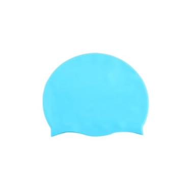 Imagem de Touca de natação de silicone básica à prova d'água para natação masculina e feminina (azul lago)