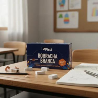 Imagem de Borracha Branca Atóxica First Caixa 60 Unidades Sem PVC Escritório Escola