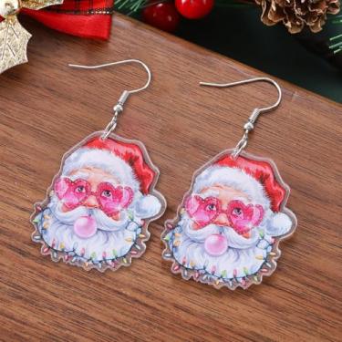 Imagem de Brincos de Natal femininos com pingente de Papai Noel, roupas de Natal, acessórios de bijuteria, 2inch, Aço inoxidável, Sem pedra preciosa