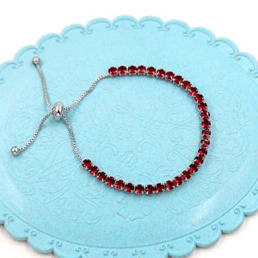 Imagem de Pulseira de tênis feminina com fecho bolo ajustável na moda hipoalergênica banhada a ouro branco zircônia cúbica presente LCS-Y4043, 5.1-9 inches, Latão Zircônia cúbica, Sem Pedra Preciosa