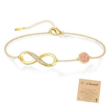 Imagem de Pulseiras de beisebol/futebol/vôlei, futebol/softbol/basquete/tênis, presentes infinitos, pulseiras para mulheres, adolescentes, prata, banhado a ouro 14K, acessórios esportivos, joias para colegas de