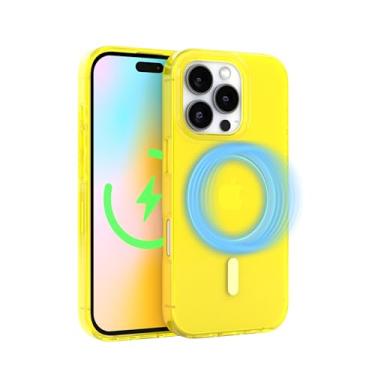 Imagem de FELONY CASE Para iPhone 16 Pro Max - Capa de telefone transparente amarelo neon, compatível com MagSafe - Capas protetoras à prova de choque de 360° projetadas para Apple iPhone 16 Pro Max