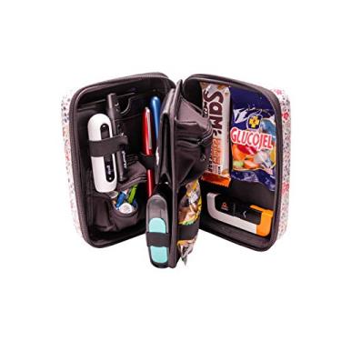 Imagem de Capa de viagem GlucologyTM Diabetic Plus Size – Organizador para tiras de teste de açúcar no sangue, medicação, medidor de glicose, canetas, seringas de insulina, agulhas, lancetas – Pacote de canetas – Plus, flores