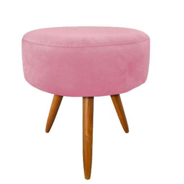 Imagem de Puf Puff Banqueta Decorativa De Maquiagem Suede Rosê Pés Palito