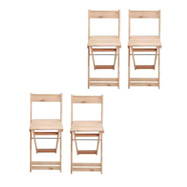 Imagem de Conjunto Com 4 Banquetas Dobráveis Em Eucalipto Natural
