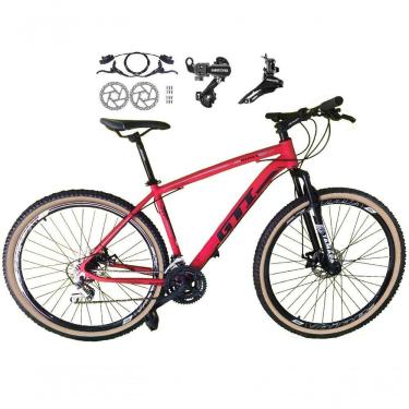 Imagem de Bicicleta Aro 29 Gti Roma 21v Câmbios Shimano Freio Disco Hidráulico Suspensão Pneu Faixa - Vermelho Tam.15