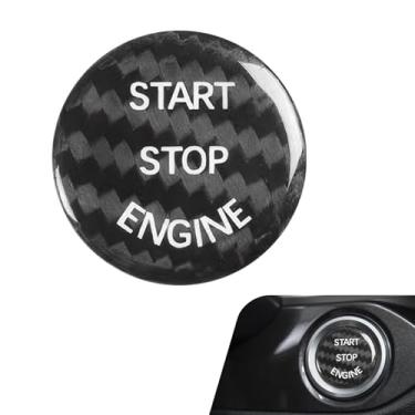 Imagem de Shakas Capa de botão Start/Stop para carro, capa decorativa de interruptor de ignição de partida/parada de fibra de carbono personalizada, acessório de ajuste sem costura, adequado para a maioria dos