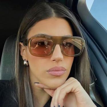 Imagem de Óculos de sol aviador quadrados modernos para mulheres, óculos de sol retangulares clássicos, óculos de sol com proteção UV