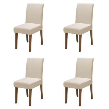 Imagem de Conjunto Com 4 Cadeiras Estofada Sala De Jantar Trieste Siena Cedro / Areia Dobuê Cedro