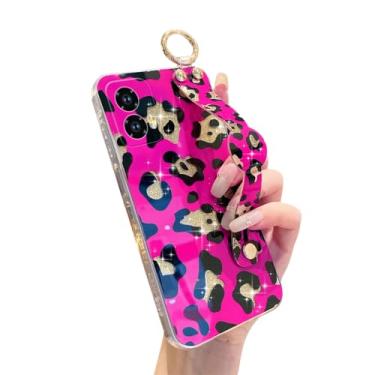 Imagem de YOUWUMA Capa protetora à prova de choque para Motorola Moto G Stylus 5G 2024 com alça de pulso com suporte fofo com glitter para câmera (rosa choque)