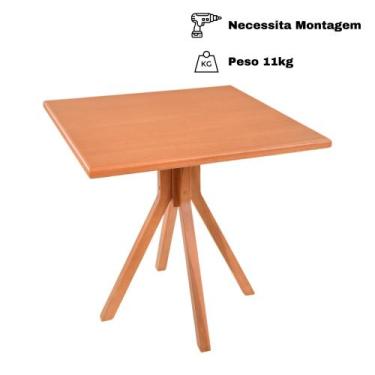 Imagem de Mesa Gourmet Quadrada em Madeira Maciça com Tampo Lâminado 80x80 - Fas