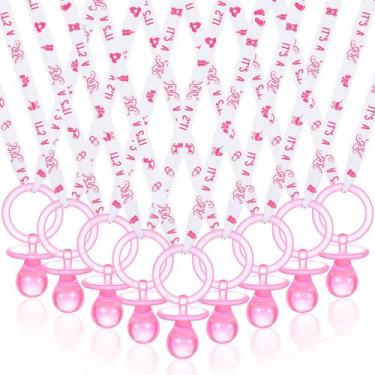 Imagem de Coume, 36 peças, colares de chupeta para chá de bebê, rosa, branco
