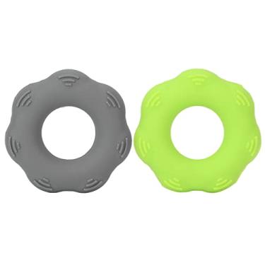 Imagem de Anel fortalecedor de aperto de mão de silicone 40lb verde cinza exercitador treinador de força para mulheres homens mesa de treinamento de reabilitação de dedos massagem de
