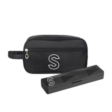 Imagem de Kit Necessaire e Porta Escova Preto Personalizado Iniciais - Mormino, 