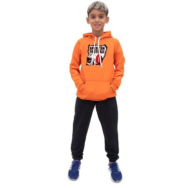 Imagem de Conjunto Moletom Menino Infantil Estampado Casaco de Frio Com Capuz e Calça Lisa Macia