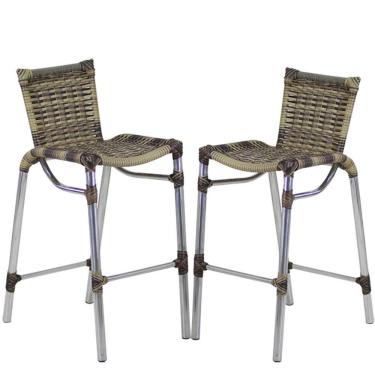 Imagem de Kit 2 Banquetas Alumínio Fortaleza Alta Para Trama Original Capuccino