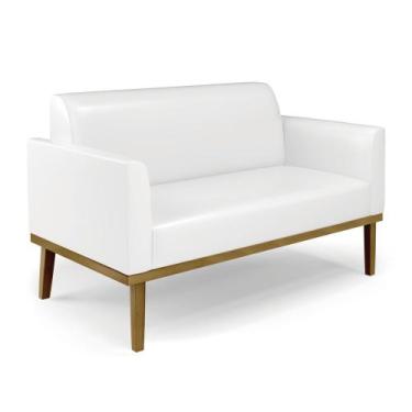 Imagem de Sofá Namoradeira Base de Madeira Fixa Castanho Marisa Corano Branco - 