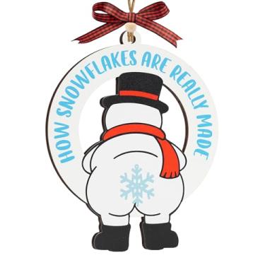 Imagem de Enfeites de Natal engraçados de frango F-Caw-F, presentes engraçados de elefante branco, exclusivos para amantes de galinhas, adultos, mulheres, decorações de Natal para pendurar em casa de fazenda