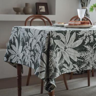 Imagem de Toalha de mesa floral para mesa retangular rústica de tecido de fazenda toalha de mesa vintage jacquard toalha de mesa lavável sem rugas para cozinha, festa em casa, decoração de mesa, verde escuro