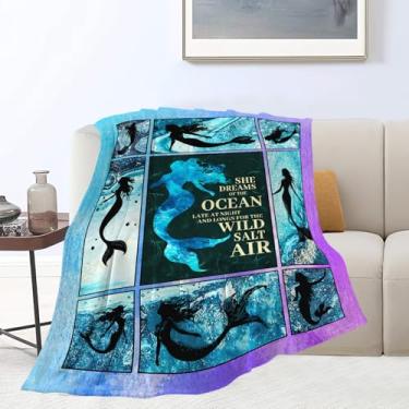 Imagem de Cobertor de sereia, cobertor de flanela, mercadoria, decoração aconchegante, de lã, felpudo, quente, macio, leve, presentes para meninas, mulheres, homens, meninos, sofá, 127 x 101 cm
