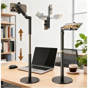 Imagem de wigmoa 【Suporte de alumínio para celular de 63 cm com ângulo de 360° ajustável para mesa de 10.2 cm-17.5 cm YouTube Streaming Content Creator Video Recording. YE-S